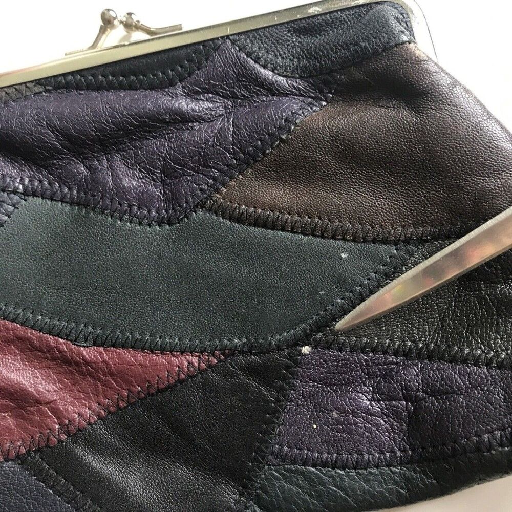 Vintage Patchwork Leather Large Soft Change Purse… - image 5